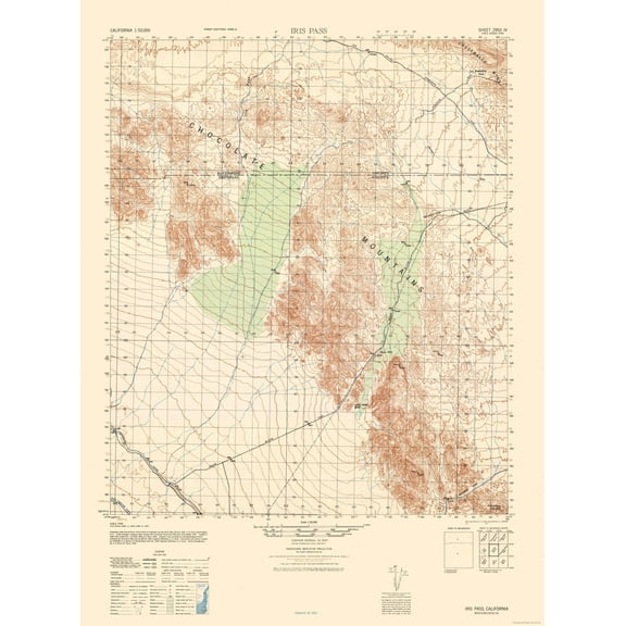 Topographical Map - Iris Pass Sheet - US Army 1945 - Vintage Wall Art