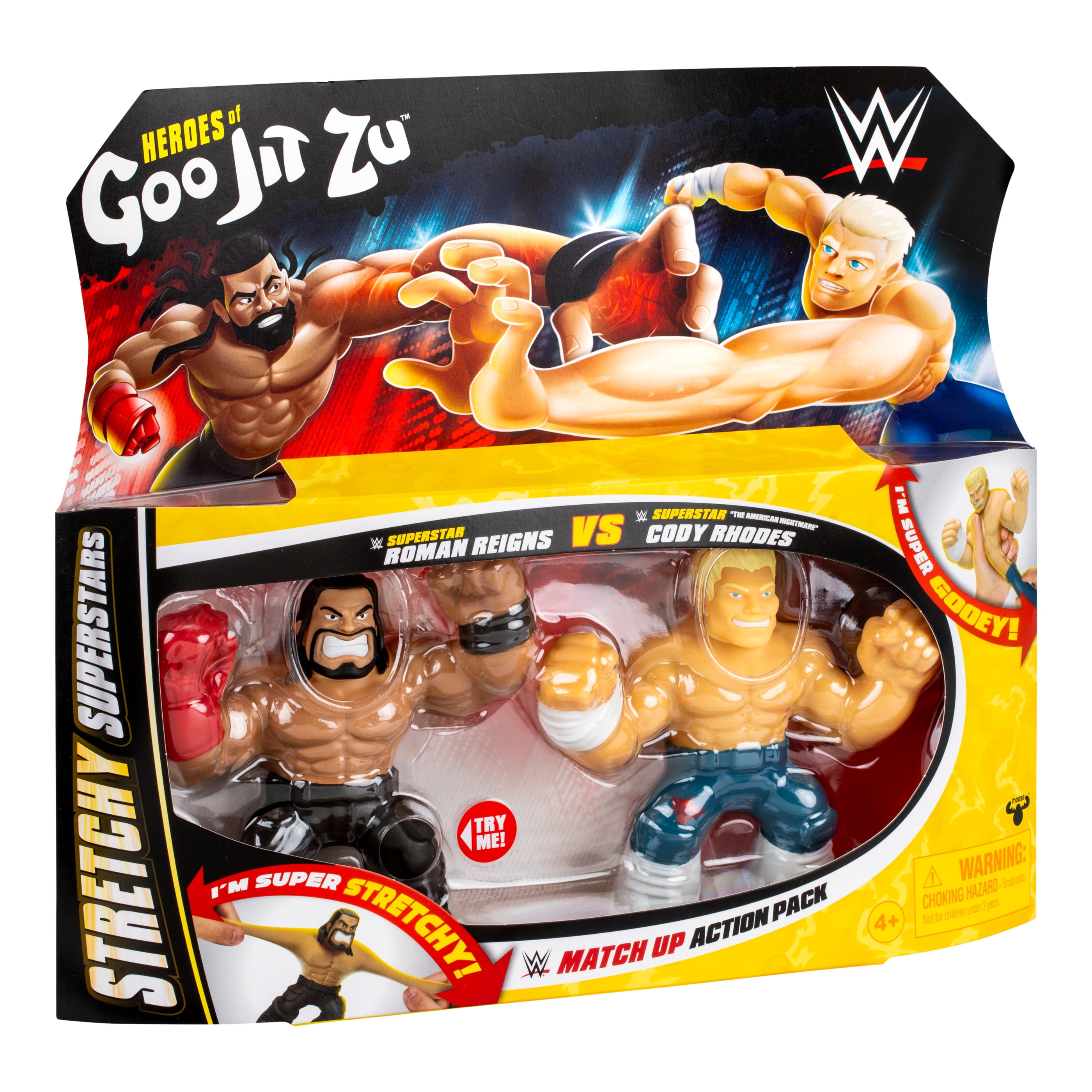 Heroes of Goo Jit Zu WWE Superstars Roman Reigns and Cody Rhodes, Stretchy Action Figures Ages 4+