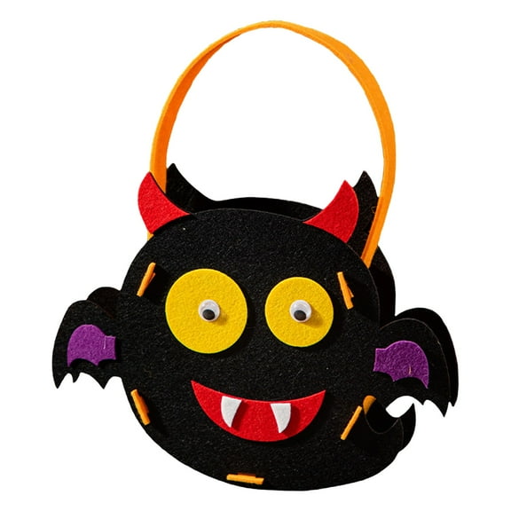 MOQIN DIY Trick or Treat Bag Kit, Make Your Own Halloween Candy Bags Goodie Bags, Felt Craft with Stickers for Kids Halloween Party Favors, Perfect For Classroom Parties