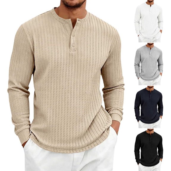 MiYuan Mens Quarter Zip Shirts Casual Winter Fall Knit Textured Long Sleeve Shirt Beach Vacation Stretchy Golf Shirts