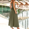 thumbnail image 5 of Dresses For Women 2025 Sevevn Woman Fashion Comfortable Summer Solid Color Pocket Sleeveless Round-Neck Dress, 5 of 8