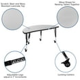 thumbnail image 4 of Flash Furniture 3 Piece Mobile 76 inch Oval Wave Flexible Grey Thermal Laminate Activity Table Set, Seating Capacity 6, Brown, 4 of 14
