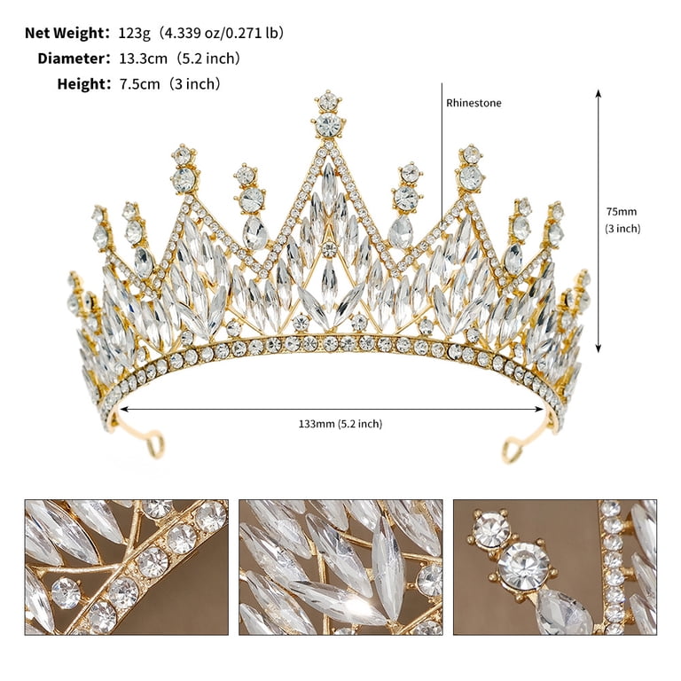 Vorkoi Crystal Tiara Crown Headband Princess Elegant Crown  display picture 2