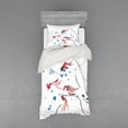 thumbnail image 2 of Ambesonne Ethnic Bedding Set 4 Pcs, Traditional Ink Painting, Queen, Red and Blue, 2 of 3