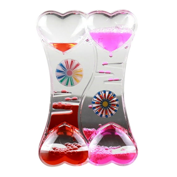 COOLL Double Heart Liquid Motion Bubble Drip Oil Hourglass Timer Clock Kids Toy Gift