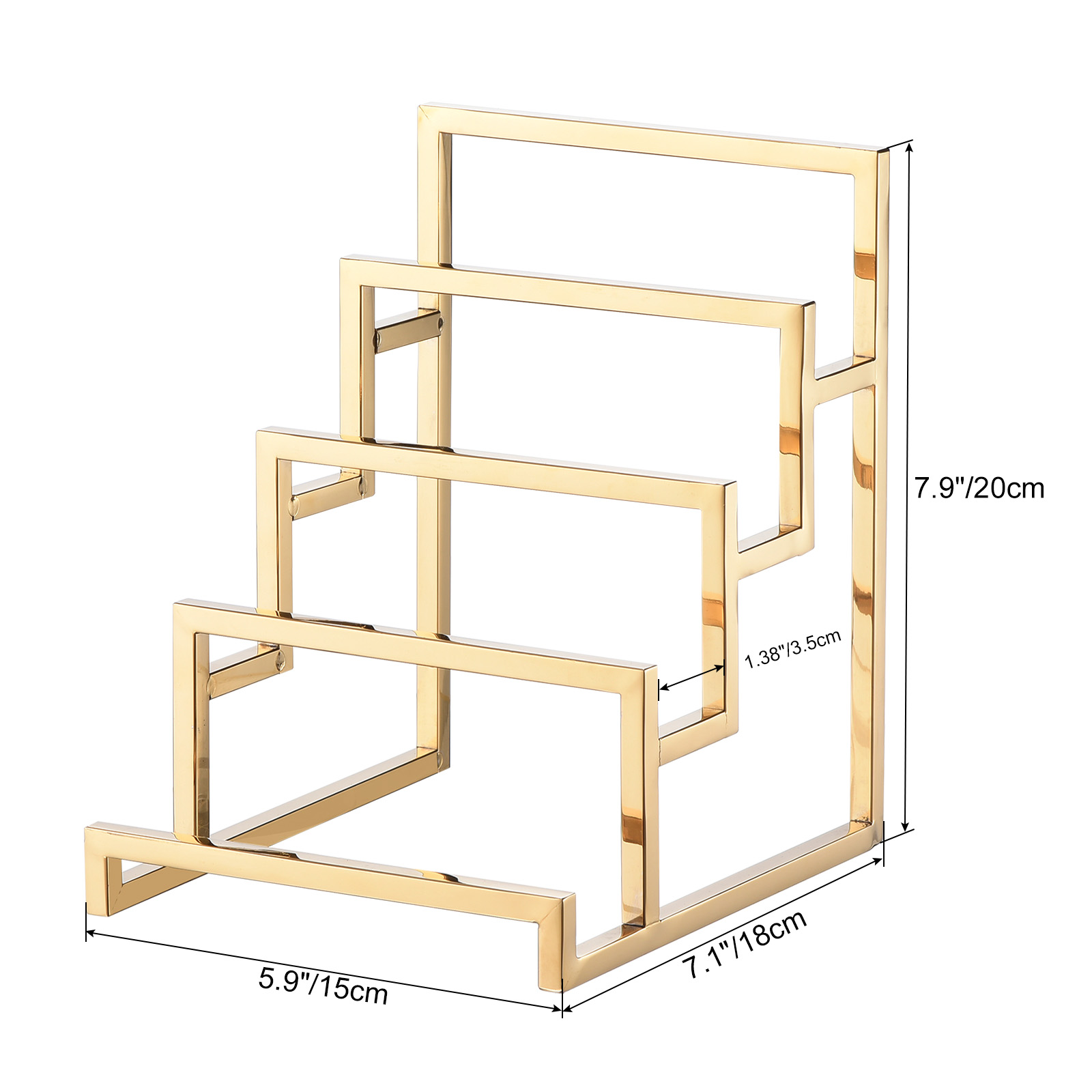 Unique Bargains Clutch Purse Display Stand 3 Layer Wallet Rack Retail Gold
