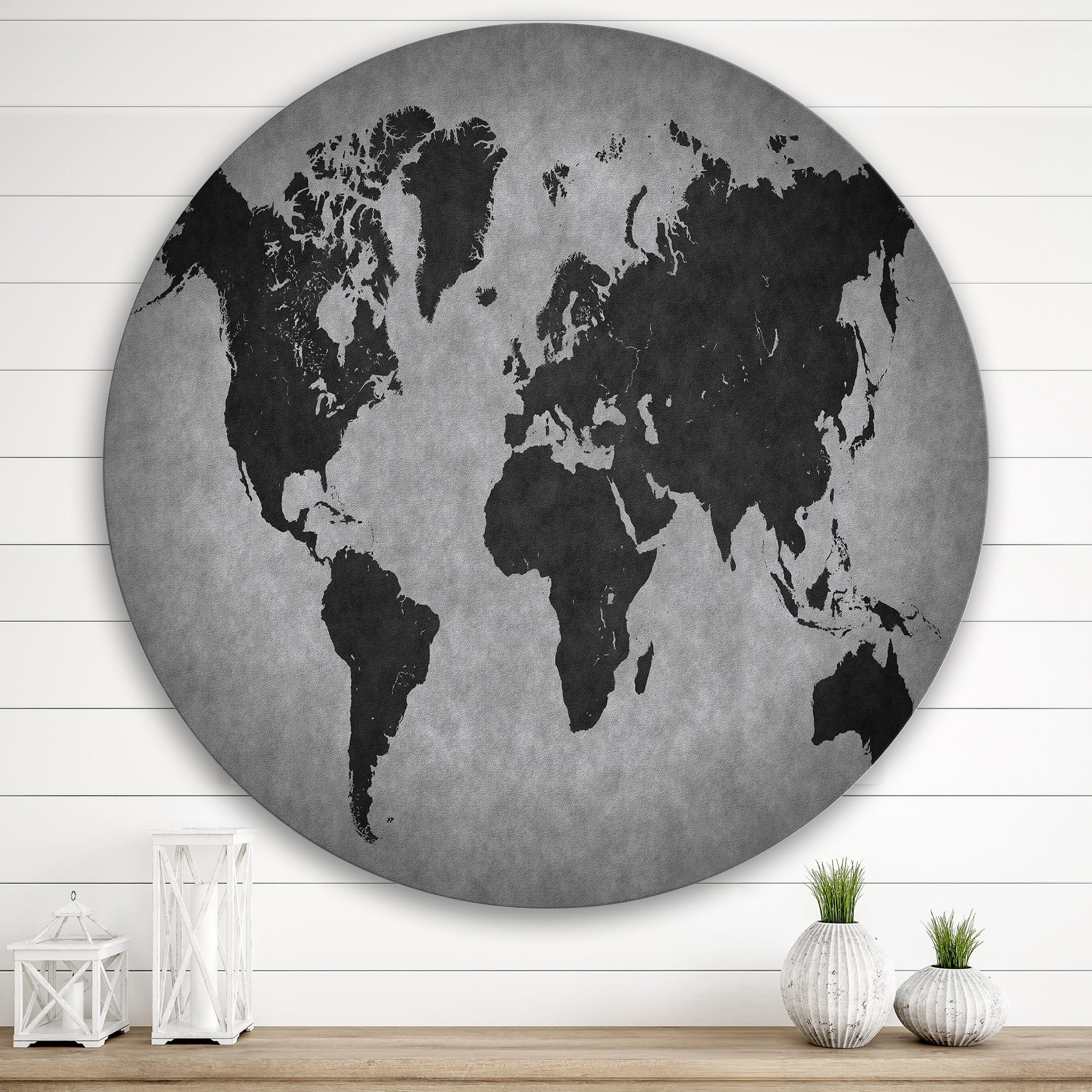 Designart 'Ancient World Map IX' Vintage Circle Metal Wall Art 29x29 - Disc of 29