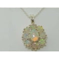 thumbnail image 3 of LBG 925 Sterling Silver Genuine Fiery Opal Large Cluster Pendant Necklace - 16" inch Chain, 3 of 7
