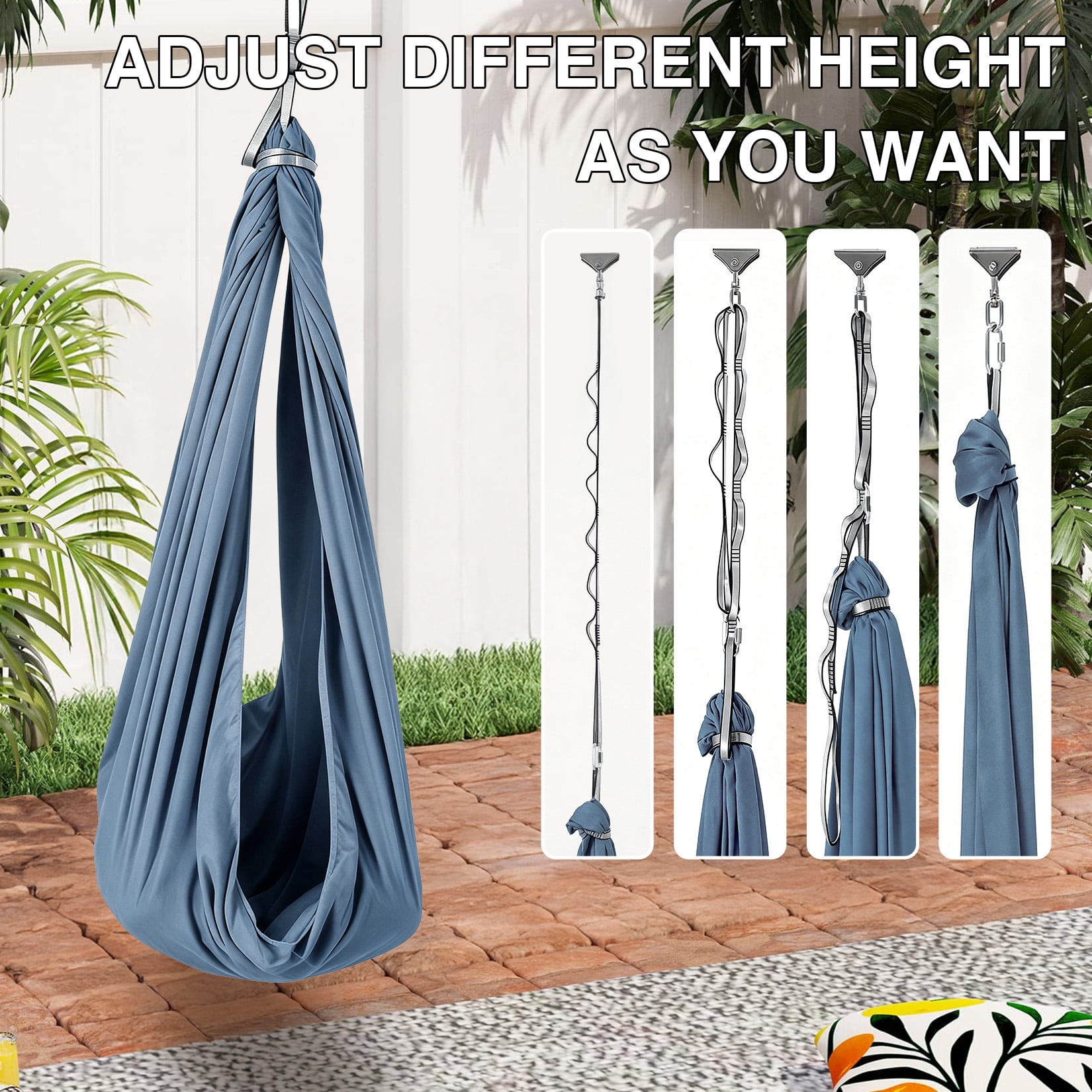 Sensory Swing for Kids - 55" x 59" Dual-Layer Therapy Swing for Autism, ADHD & Sensory Needs, Calming Hug Effect, 360° Swivel, Indoor/Outdoor Use, Supports Up to 300 Lbs