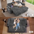 thumbnail image 2 of 91" Contemporary Sleeper Sofa Bed with Pull-Out Memory Foam Bed & Reclining Backrest - Gray Sectional Couch with Hardwood Frame, Ideal for Small Apartments & Guest Rooms, 2 of 9