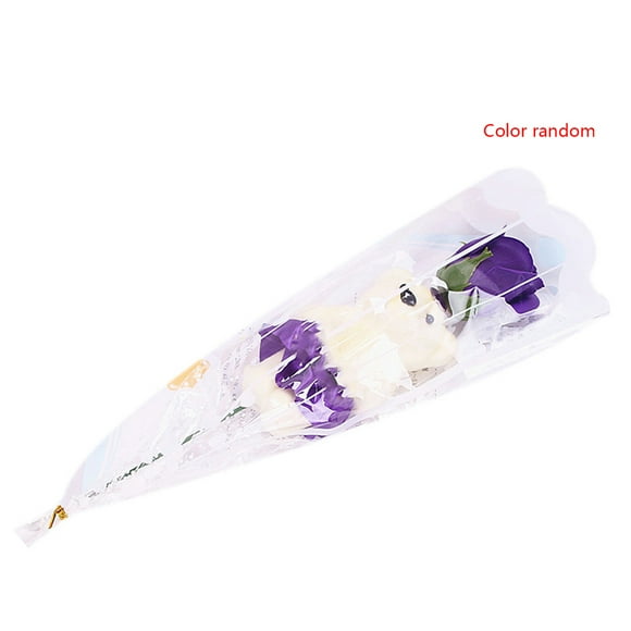 Youkk Bouquet de Fleurs de Rose Dessin Animé 1 Pce Fleur de Rose de Bain Cadeau Romantique de la Saint-Valentin Décoration de Fête de Mariage - Violet