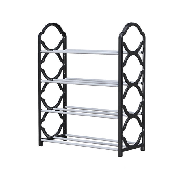 WRKEKC Clearance 4-Tier Metal Shoe Rack for Entryway Closet, Sturdy Steel Frame with Anti-Slip Base, Compact Storage Organizer for Shoes Boots, Space-Saving Design for Dorm Bedroom