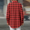 thumbnail image 3 of qucoqpe Classic Button Down Plaid Shirts for Women Fall Winter Lapel Long Sleeve Blouse Loose Fit Tops Jacket, 3 of 4