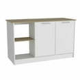 thumbnail image 2 of Sleek and Modern White and Light Oak Kitchen Island, 2 of 4