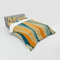 thumbnail image 2 of Ambesonne Vintage Bedding Set 4 Pcs, Retro Vibrant Stripes, Queen, Petrol Blue and Marigold, 2 of 2
