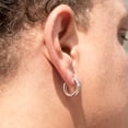 thumbnail image 4 of Solid White Gold Plated 925 Sterling Silver Small Unisex Huggie Hoop Earrings, 4 of 5