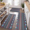 thumbnail image 2 of Blue Geometric and Striped Pattern Kitchen Rugs Sets Of 3,Kitchen Runner Rugs Non Skid Washable,Decorative Kitchen Floor Mats for Kitchen,Sink,Laundry,17"x30"+ 17"x47" + 17"x59", 2 of 6