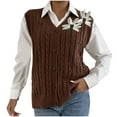 thumbnail image 2 of Neewe Sweater Vest for Women V Neck Sleeveless Knit Solid Casual Flower Pullover Tops, 2 of 9