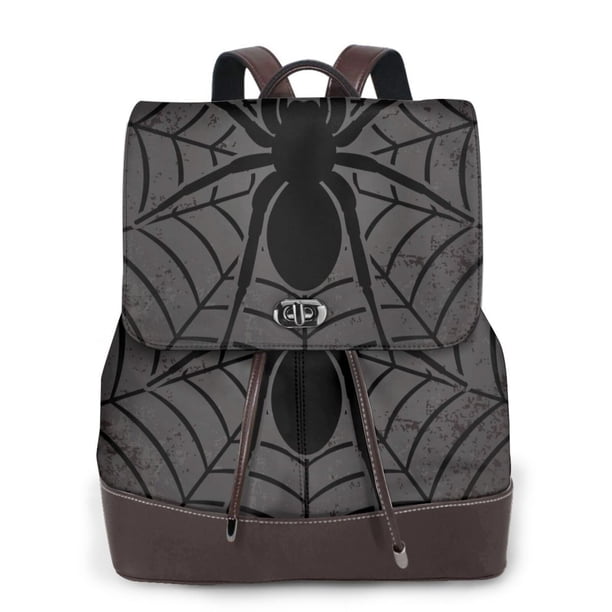 Balery Black Spider On Web 1 Mochila de Cuero para Mujeres, Gran Capacidad, Bolsa de Viaje Multifuncional, Mochila de Cuero y Bolsa de Hombro para Mujeres