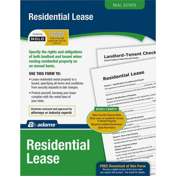 Adams, ABFLF310, Residential Lease Form Set, 1