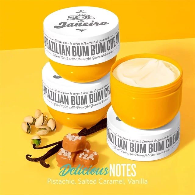 Brazilian Bum Bum Cream 8.1 OZ, Brazilian Body Butter Cream, Butt Acne Clearing Cream, Moisturizer Cream with Salicylic Acid & Tea Tree, Skin Delicate and Smooth Body Care 240ML (Yellow)