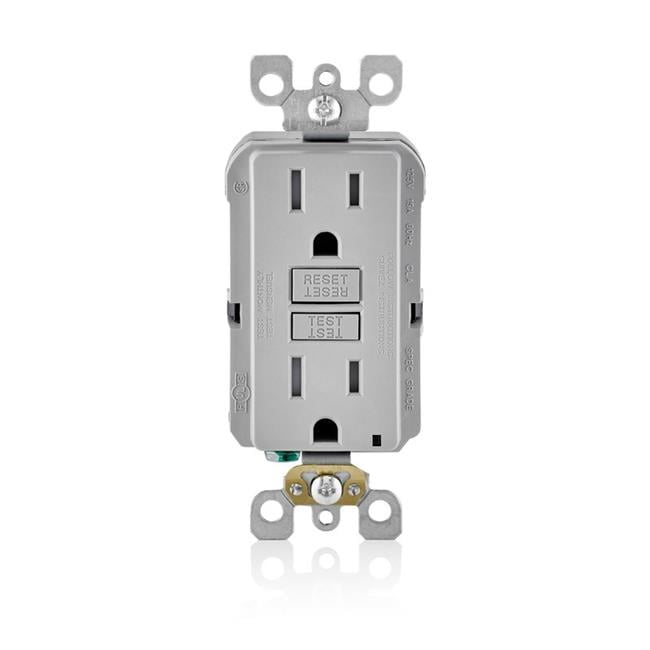 Leviton 3004973 SmartlockPro 15A 125V Duplex Light Gray GFCI Outlet, 5