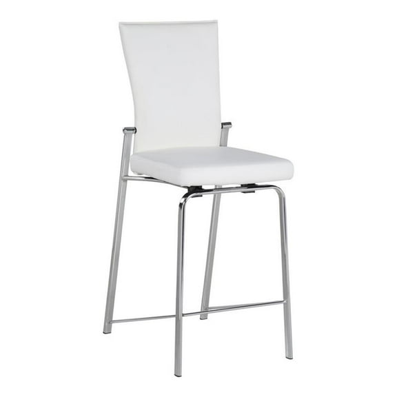 Milan Monique 42" Metal Motion Back Counter Stool in Chrome/White