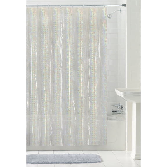 Mainstays Textured Luminous Waterproof PEVA Shower Curtain or Liner, 70" x 72", Clear