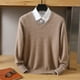 thumbnail image 1 of Suéter de visón de otoño e invierno para hombre, jersey holgado de color sólido con cuello en V, suéter de lana, suéter base, parte superior, 1 of 5