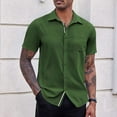 thumbnail image 2 of Inleife Mens Shirts Men Casual Solid Color Button Short Sleeve Turndown Collar Blouse Shirt, 2 of 5