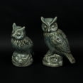 thumbnail image 2 of Set of 2 Grey Crackle Finish Ceramic Owl Statues, 2 of 3