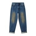 thumbnail image 5 of Karymi Jeans for Women Vintage Loose Straight, High Waist Denim Long Pants, Roll Cuff Wide Leg Trousers with Pockets, 5 of 6