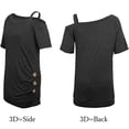 thumbnail image 5 of TEMOFON Women's Cold Shoulder Tops Short Sleeve Summer Casual T Shirts Loose Tunic Top with Side Button Black, 5 of 5