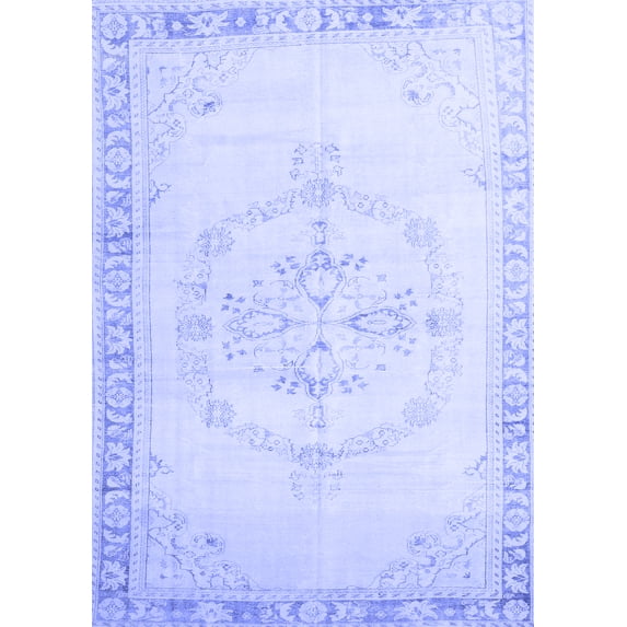 Ahgly Company Machine Washable Indoor Rectangle Persian Blue Traditional Area Rugs, 5' x 8'