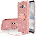 thumbnail image 2 of Glitter Ring Stand Phone Case for Samsung Galaxy S8 Plus Case,Cute Bling Bumper Kickstand Sparkly Clear Soft Protective for Girls Women, 2 of 5