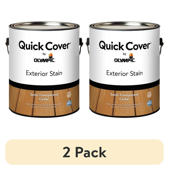 (2 pack) Olympic Quick Cover Cedar Semi-Transparent Interior/Exterior Wood Stain, 1 Gallon