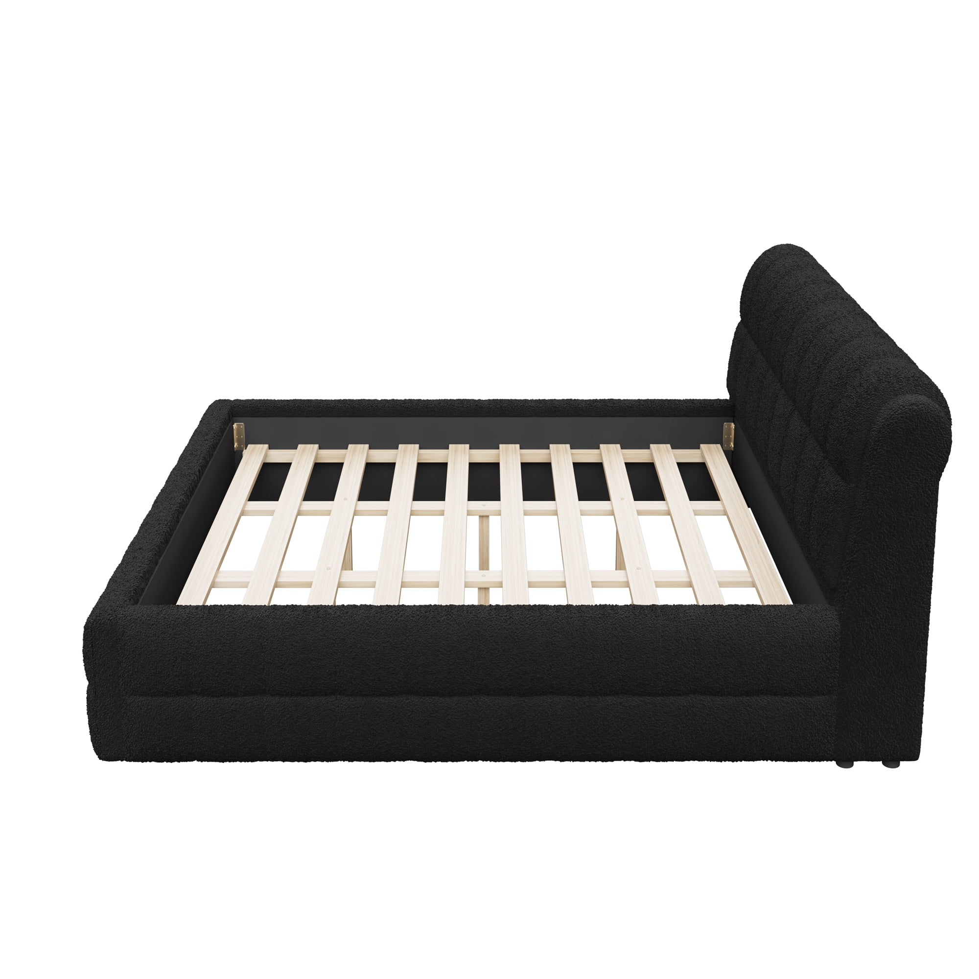 Euroco Upholstered California King Size Platform Bed for Living Room Bedroom, Black