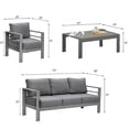 thumbnail image 6 of CozyHom 5 Piece Outdoor Patio Aluminum Furniture Sofa Sets All Seasons Patio Metal Sectional Couch Furniture With Table And Cushions, Gray, 6 of 8