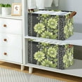 thumbnail image 2 of Yayeee Foldable Storage Basket for Shelves with Handles Set of 2 Waterproof Cloth Bins, Green Flowers, 2 of 7
