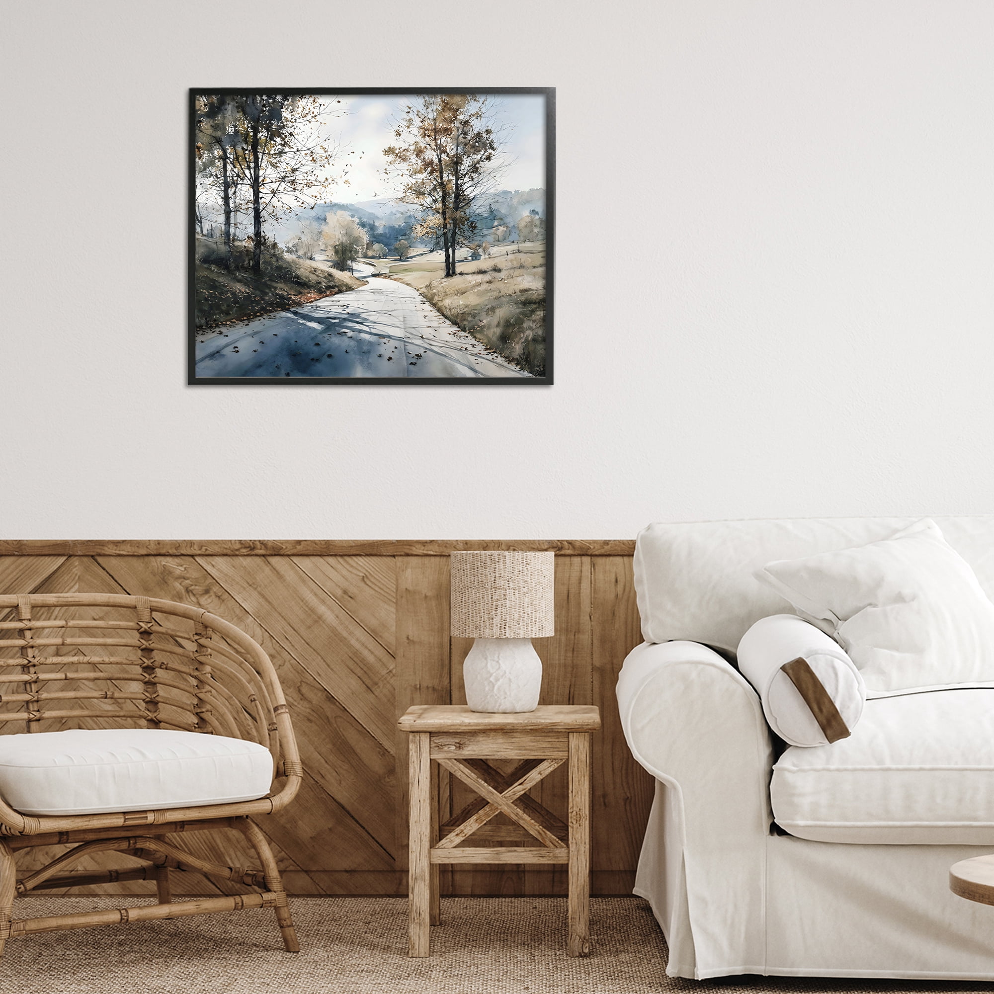 Stupell Industries Country Road in Autumn Black Framed Giclee Art, design by Franklyn Gregory