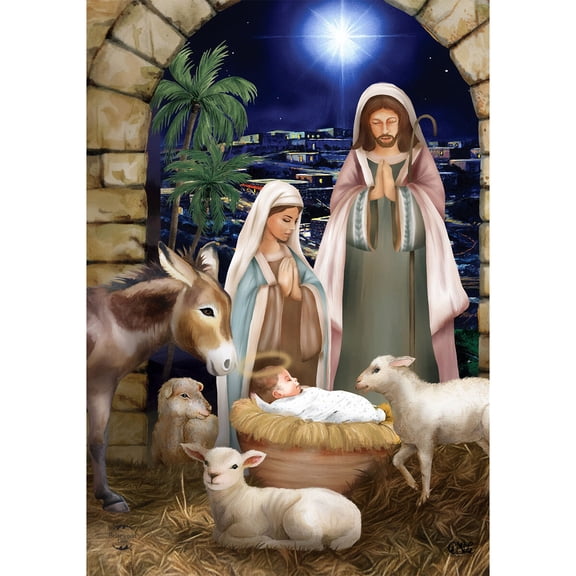 Briarwood Lane Christmas Garden Flag 12x18 For Outdoor Away in a Manger For Christmas Garden Flag Flags For Outside