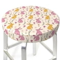 thumbnail image 3 of KLL Yellow Pueple Rabbit Round Bar Chair Cushion Cover 14 inch ,Bar Stool Protector with Elastic, Soft Washable, 3 of 6