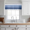 thumbnail image 3 of Navy Blue Ombre Valance Curtains for Kitchen/Living Room/Bathroom/Bedroom Window, Rod Pocket Small Topper Half Short Window Curtains Voile Sheer Scarf, Farmhouse Modern Gradient 42"x18", 3 of 8