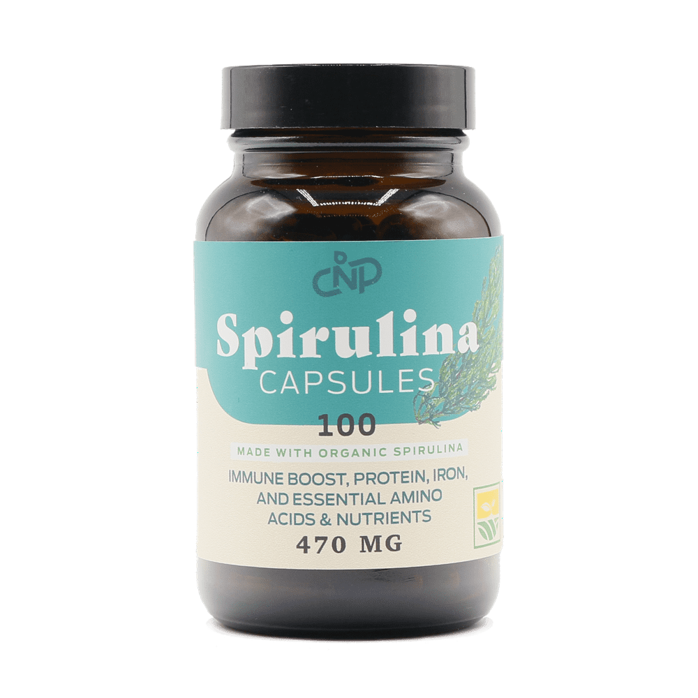 Organic Spirulina Capsules 470mg Capsules 100 Pills, Non GMO, Natural