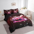 thumbnail image 2 of Castle Fairy Baseball Glove Bat Full Size Bedding Sets 7 Pieces, Ice Cream Stripes Full Size Bed in a Bag, Black Red Pink,Black Reversible, 2 of 7