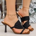 thumbnail image 2 of FRSASU Women's Kitten Heels Sandals Square Open Toe Slip On Slides Backless Slippers High Heel Wedding Party Dress Shoes Black, 2 of 9
