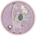 thumbnail image 2 of SAFAVIEH Carousel Kids Taneka Animals at Play Area Rug, Purple, 6'7" x 6'7" Round, 2 of 10