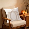 thumbnail image 5 of YAWUBT Halloween Tufted Embroidery Jack-O'-Lantern Throw Pillow, 18x18 Inch Decorative Accent Pillow, Farmhouse Halloween Pumpkin Cushion, Home Decor, 5 of 6