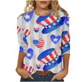 thumbnail image 1 of CHUANK Plus Hauts pour Femmes Chic Décontracté Col Rond Manches Courtes Chemises et Blouses pour Femmes T-Shirts à Imprimé Papillon du 4 Juillet pour Femmes Tunique Graphique Patriotique Tendance Haut d'Été Plage, 1 of 4