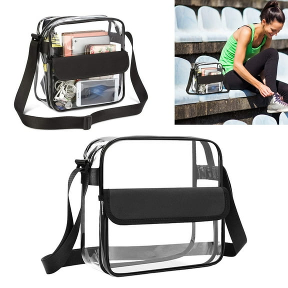 Clear Stadium Bag 8.26" - Approved Clear Purse for Concerts, Sports Events & Festivals, Adjustable Shoulder Strap Crossbody Bag for Men & Women (Stadium Compliant)